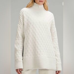 LULULEMON cable-knit relaxed-fit sweater turtleneck bone cream neutral XS
